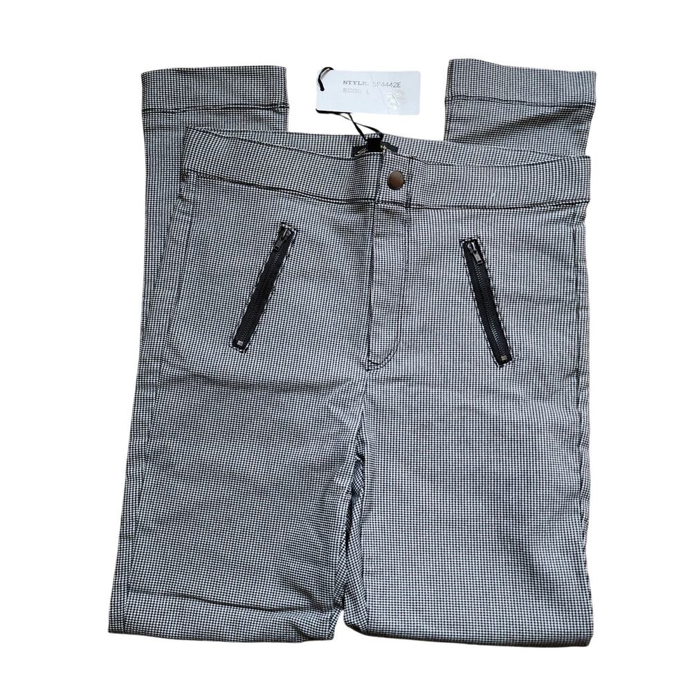 Shinestar Dress Pants Juniors Womens Size Large Black White Houndstooth Skinny